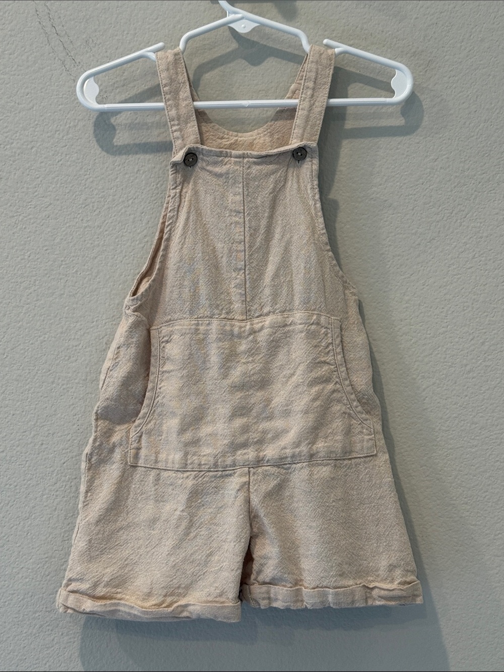 Rylee +‎ Cru Beige/Tan Kids Short Overalls